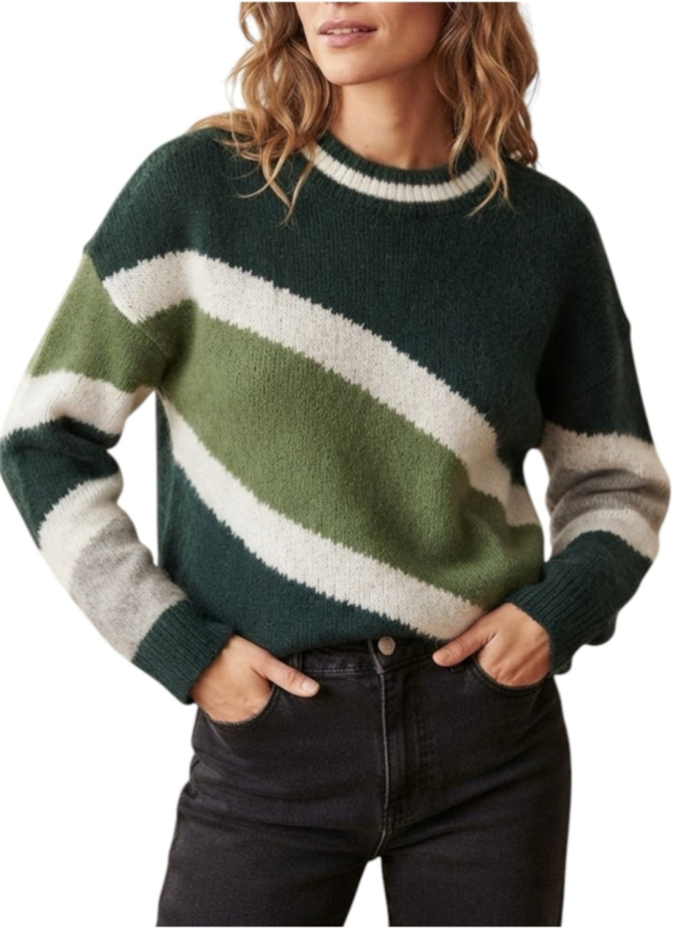 La Fee Maraboutee Colourblock Relaxed Fit Sweater Green Size 1 Or Small